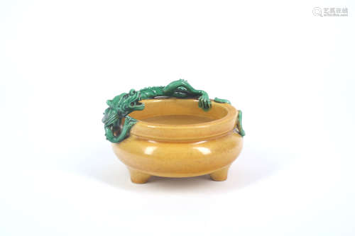  A Chinese Yellow Glazed Porcelain Incense Burner