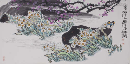陈德宏（b.1927）  水仙图  设色纸本镜片