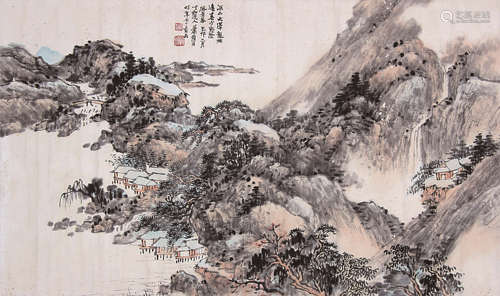 萧俊贤（1865-1949）  山水画设色纸本横轴