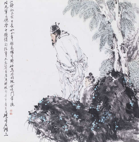 盛天晔（b.1970）  东坡诗意图设色纸本镜片