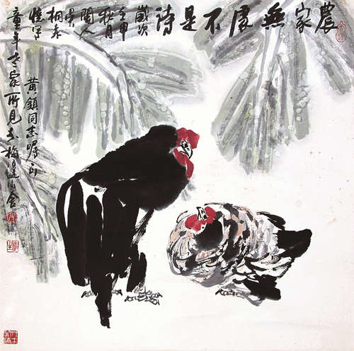 吴桐森（b.1941）  农家无处不是诗设色纸本立轴