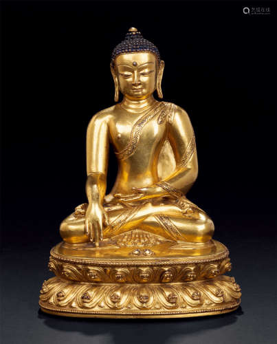 14世纪 铜鎏金释迦牟尼佛坐像