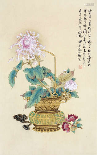 孔小瑜 花卉 立轴 纸本