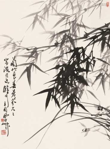 蒋风白 辛酉（1981）年作 兰竹图 立轴 水墨纸本