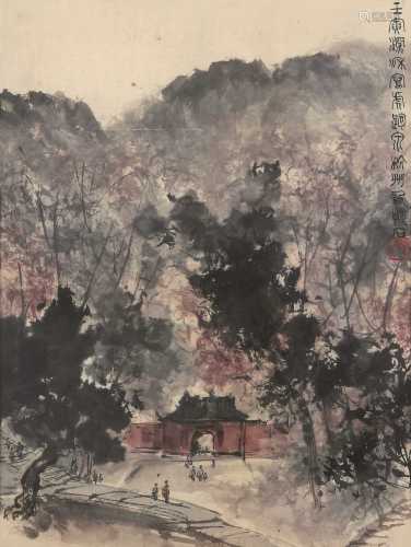 傅抱石 壬寅（1962）年作 虎趵泉 镜框 设色纸本
