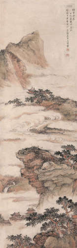 吴宏 甲戌（1634）年作 烟云空翠 立轴 设色纸本