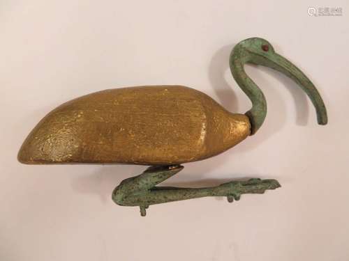 Ancient Egyptian Bronze & Wood Ibis Bird