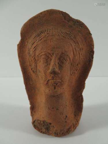 Ancient Greek Red Ware Pottery Relief Portrait