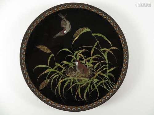 Japanese Cloisonne Platter Birds Nest