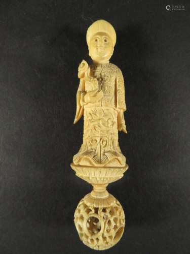 Chinese Ivory Figure With Magic Ball
