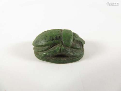 Ancient Egyptian Faience Green Scarab