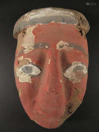Ancient Egyptian Polychrome Painted Death Mask