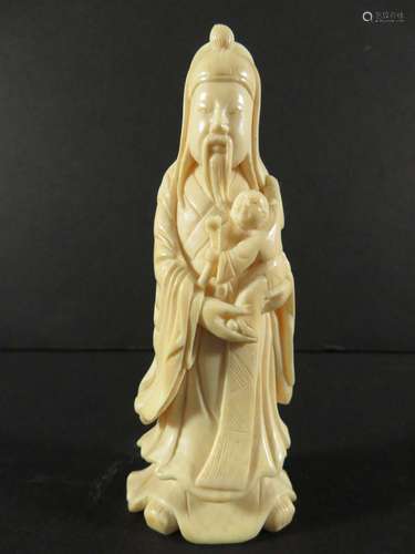 Chinese Ivory Figurine Man and Child