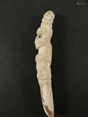 Pre Columbian White Stone Carved Figure