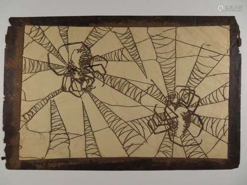 Japanese Kimono Fabric Stencil Katagami Spiders