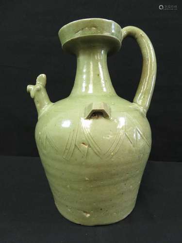 Chinese Celadon Chicken Head Handled Ewer