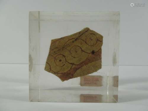 Ancient Etruscan Pottery Shard In Lucite