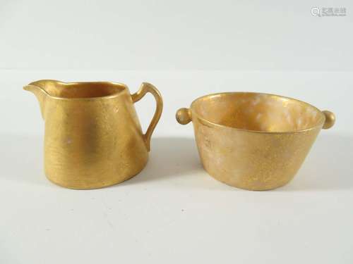 Miniature Porcelain Gold Painted Pitcher & Bucket