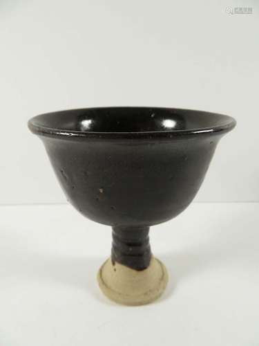 Chinese Brown Glazed Pedestal Cup