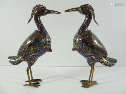 Chinese Pr Cloisonne Bird Form Insence Burners