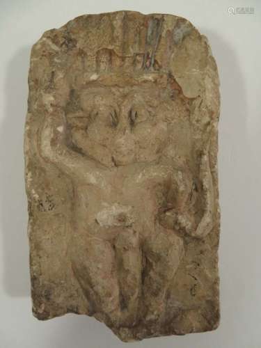 Ancient Egyptian Carved Stone Relief Panel God Bes