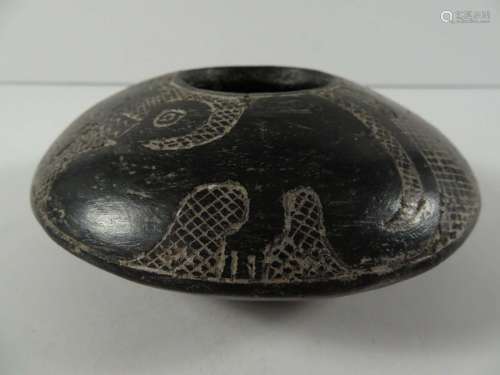 Pre Columbian Olmec Incised Blackware Bowl