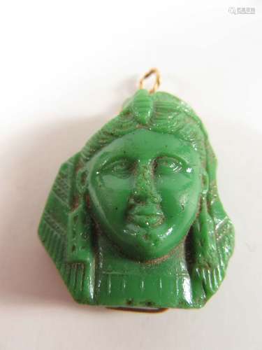 Egyptian ? Jade or Green Glass Cameo Woman