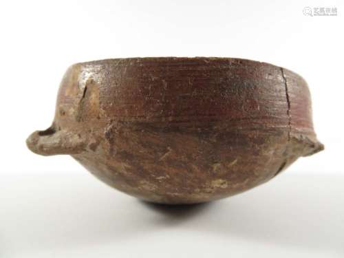 Ancient Stoneware Bowl With Red Rim
