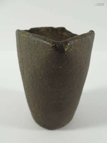 Etruscan Black Ware Pottery Cup Three Corner