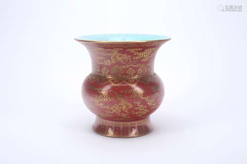 A Chinese Red Glazed Porcelain Vase