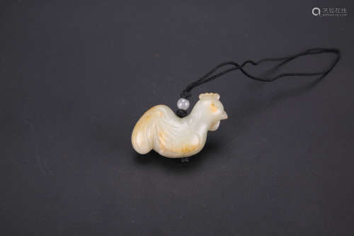 A Chinese Carved Jade Rooster Pendant