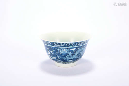 A Chinese Blue Glazed Porcelain Cup