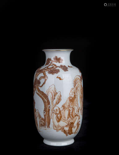 A Chinese Iron-Red Porcelain Decorated Vase