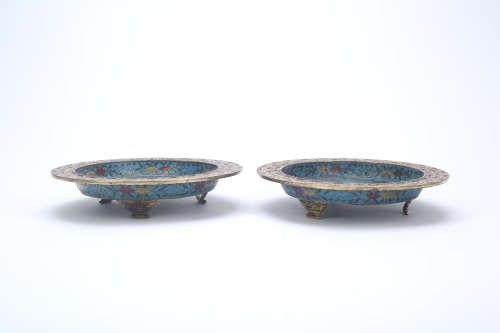 A Pair of Chinese Cloisonné Plates 