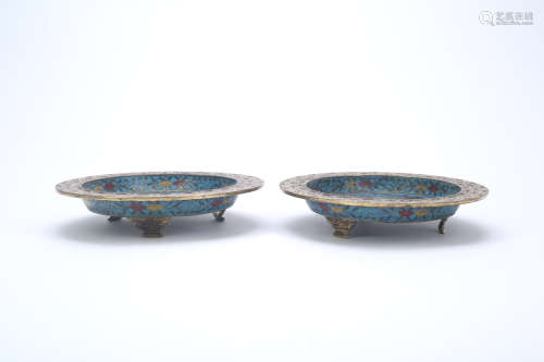 A Pair of Chinese Cloisonné Plates 