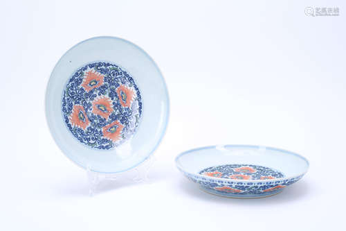 A Pair of Chinese Blue and White Porcelain Dishes