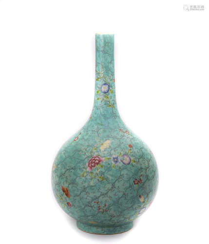 A Chinese Green Glazed Porcelain Ball Vase