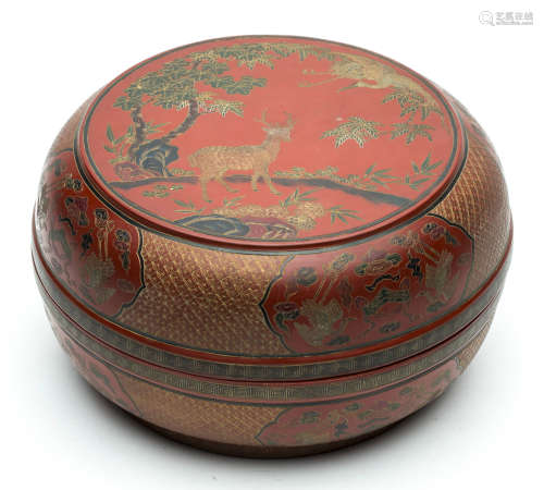 A Chinese Red Lacquer Box and Cover