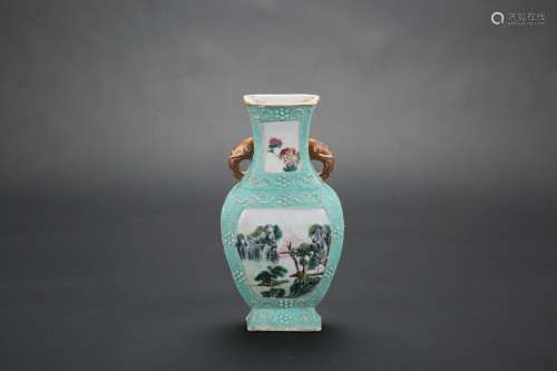 A Chinese Green Ground Porcelain Wall Vase