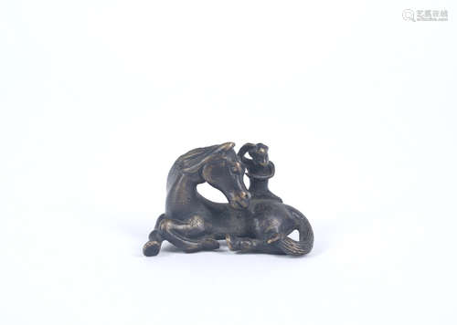 A Chinese Bronze Horse and Monkey