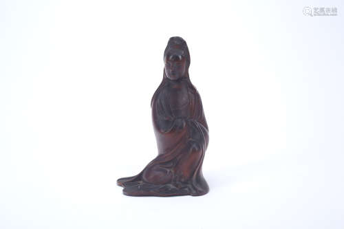 A Chinese Carved Wood Guanyin