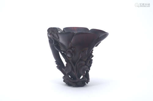 A Chinese Carved Wood Cup