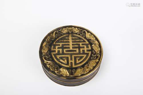 A Chinese Gilt Bronze Incense Round Box with Cover