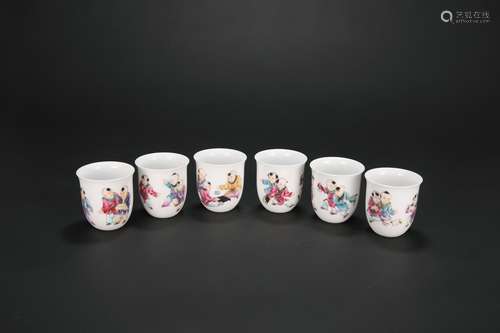 A Set of Six Porcelain Cups