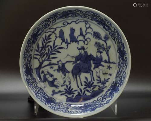 Chinese Blue/White Porcelain Plate,Marked