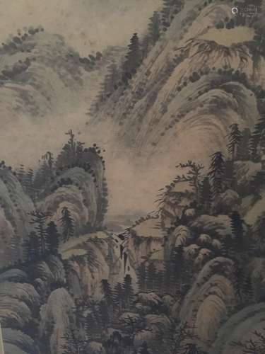 Chinese Ink Landscape Painting w  Calligrahpy