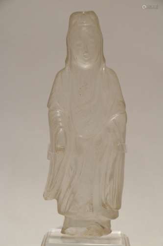 Chinese 18/19th C. Crystal Carving of Guanyin