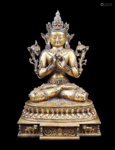 Chinese Gilt Bronze Seating Buddha