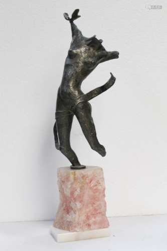 Impression Bronze Statue w/ Pink Quart Base, Signe