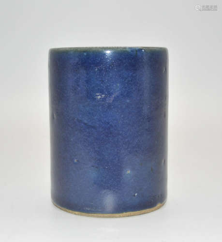 Chinese Blue Glazed Porcelain Brush Pot